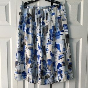 Grace Dane Lewis Blue/White Silk Skirt size 8